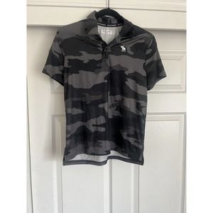 abercrombie Kids Boy Polo Shirt 13/14 Gray/black Camo print